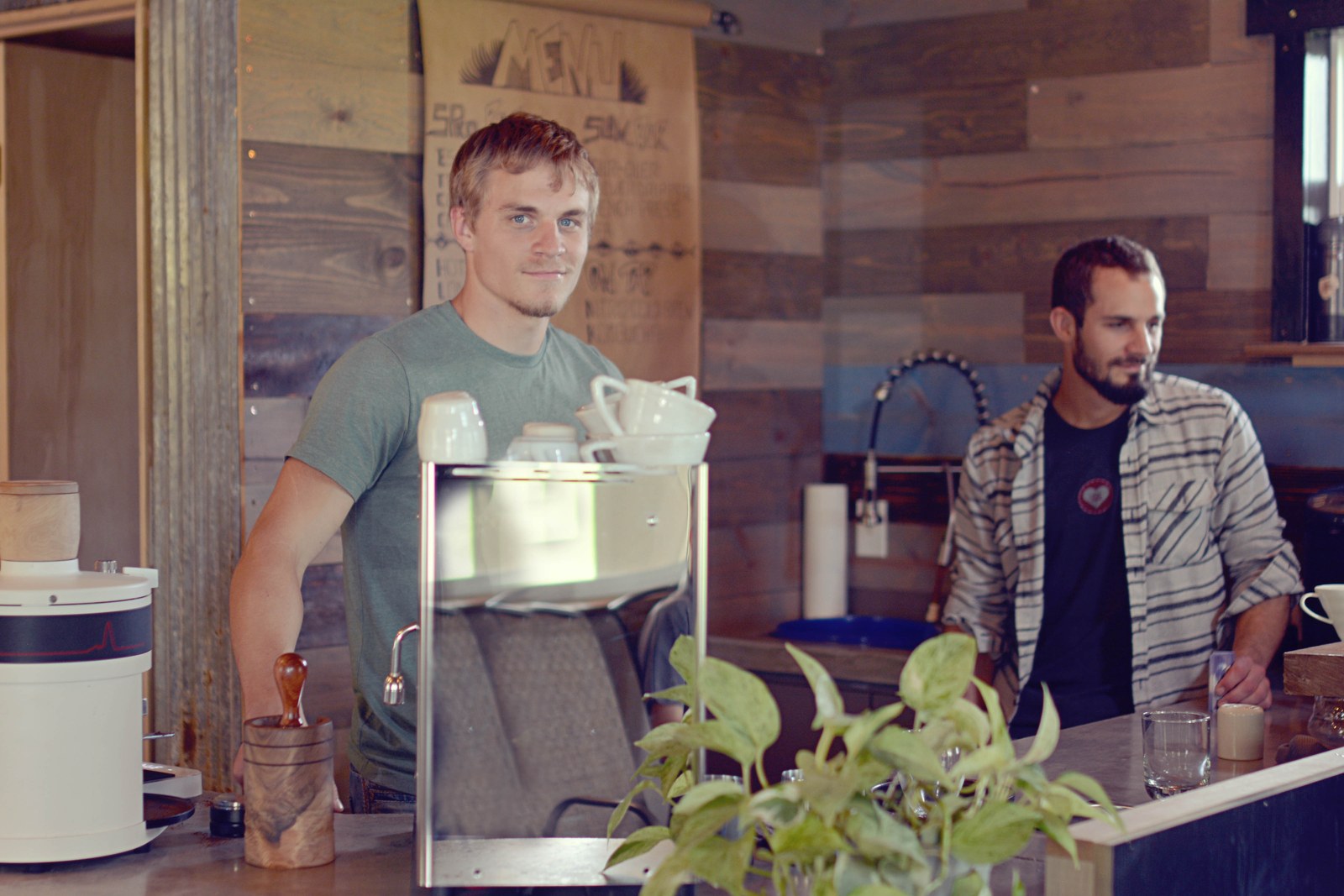 Shawn and Brandon Ensz behind the bar at Aerís